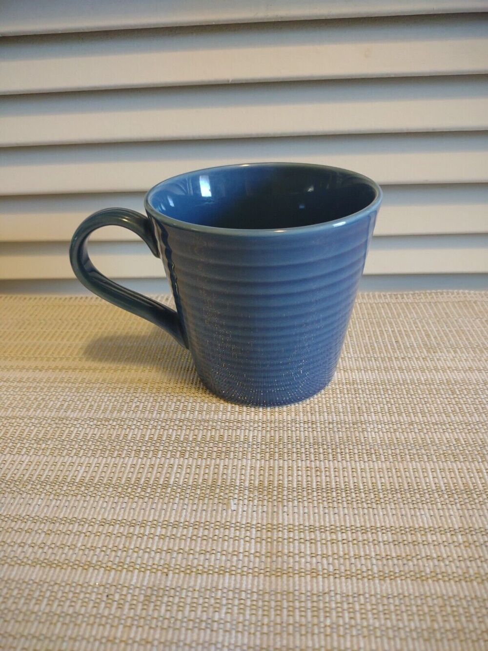 Royal Doulton Gordon Ramsay Maze Blue Ribbed Stoneware Coffee Tea Cup Mug